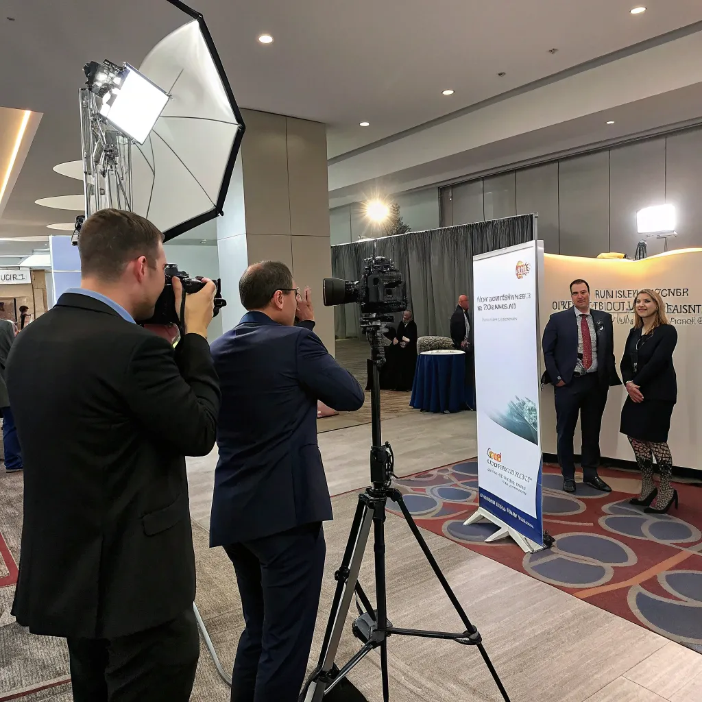 Professional photography setup at corporate event